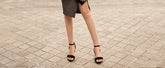 Carrie Suede Black Women's Open Toe Ankle Strap Low Block Chunky Heels Sandals Party Dress Pumps Shoes